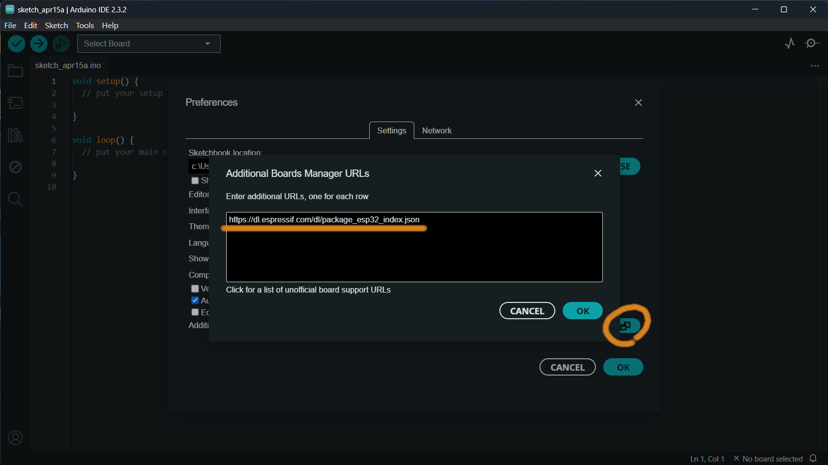 Arduino IDE setting