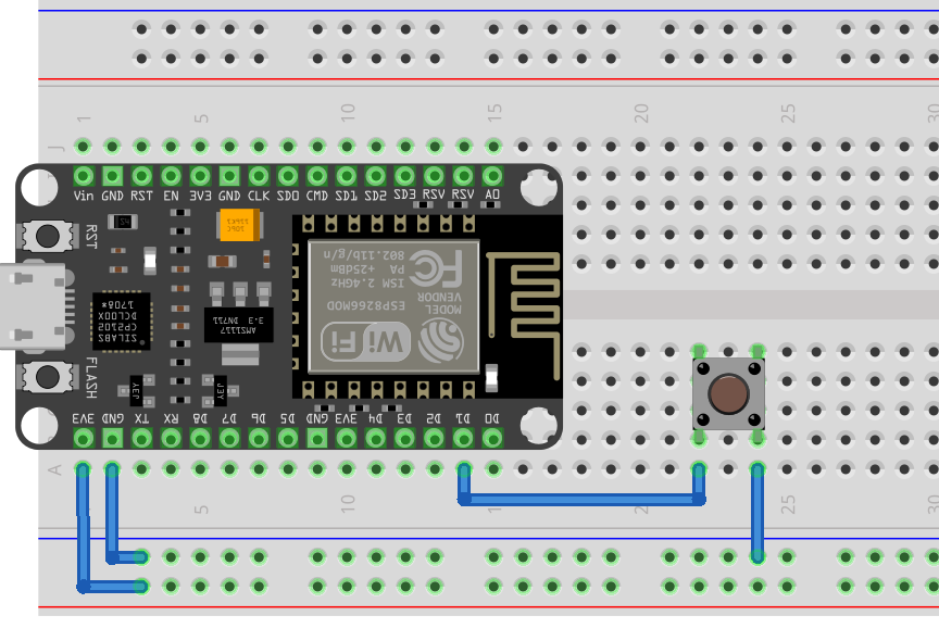 button connect on a breadboard
