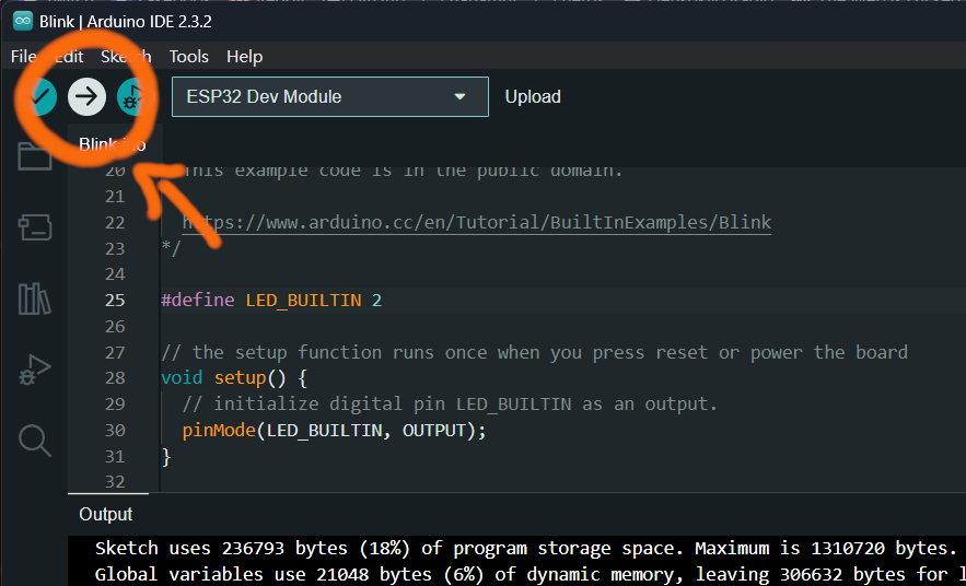 Upload Arduino program