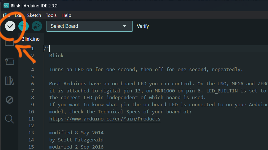 Verify Arduino program
