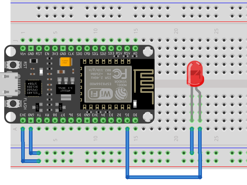 led connected on a breadboard